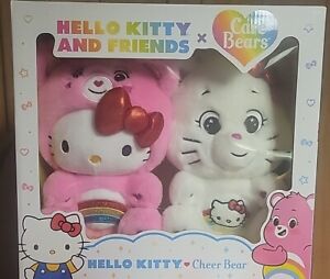 CARE BEARS HELLO KITTY AND CHEER BEAR PLUSH 2 PACK FREE SHIPPING!