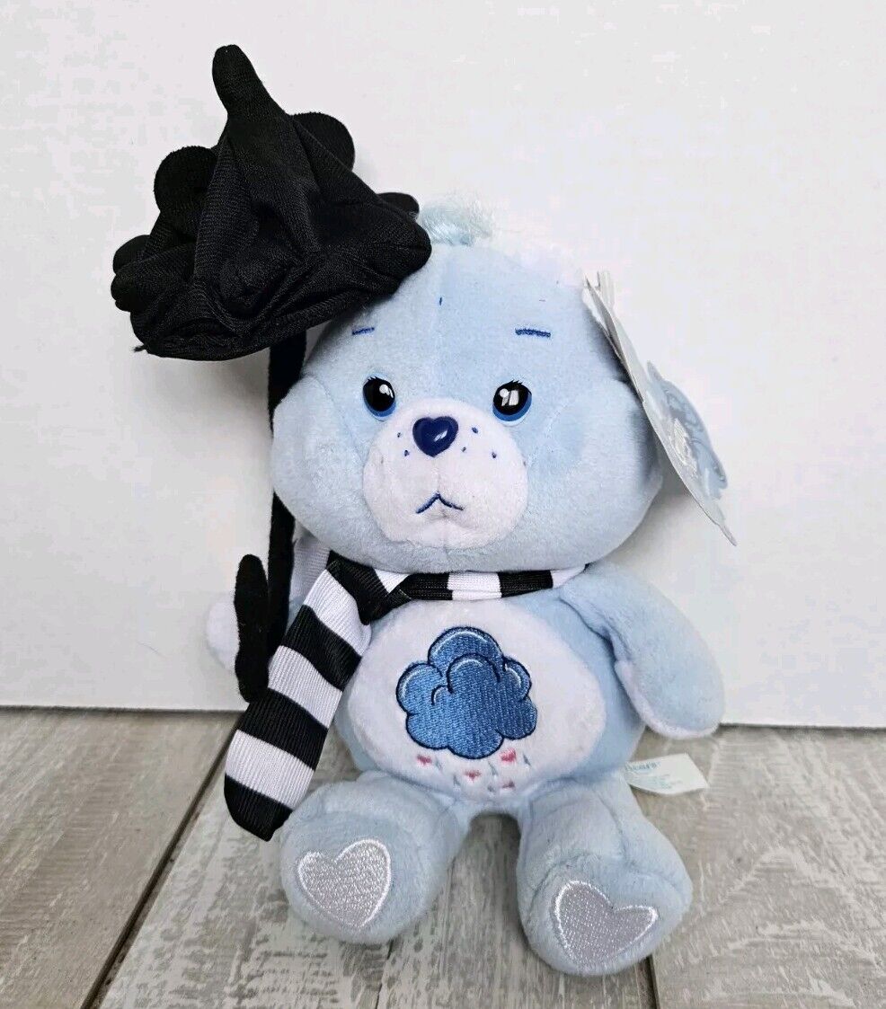 NWT Care Bears GRUMPY BEAR w/ UMBRELLA & SCARF 2006 Plush 9.5"