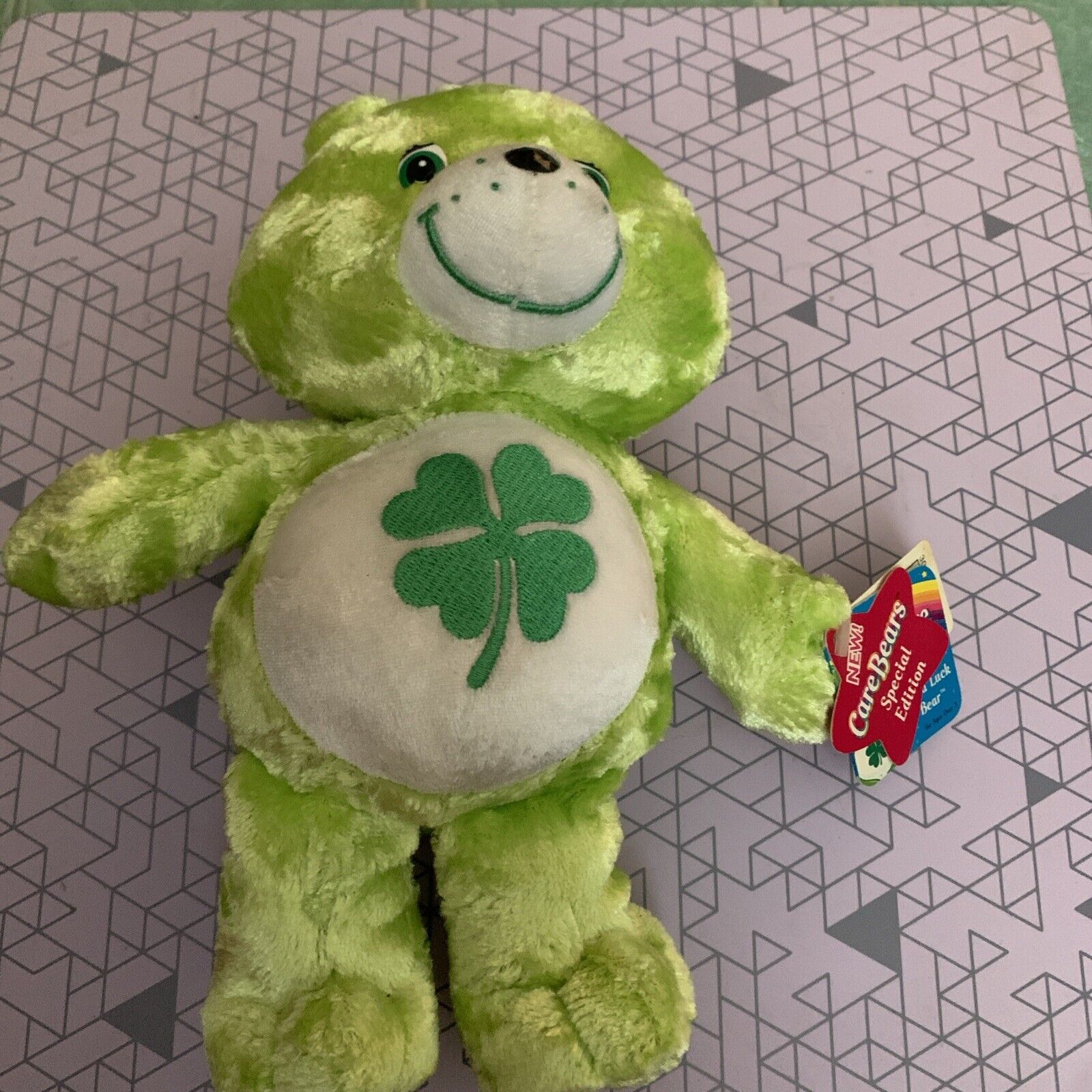 Care Bear Plush Green Good Luck Bear Charmers Special Edition Series 7 ,2004