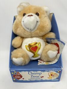 Vintage 80s Care Bears Champ Bear Plush Mini 6” NOS By Kenner