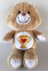 Vintage Care Bears Champ Plush 13” Kenner 1985 Stuffed Animal Brown Bear