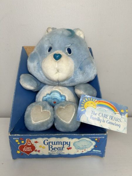 VTG Kenner Care Bears Grumpy Bear Plush 13" Stuffed Animal NIB w/Box & Tag 1980s