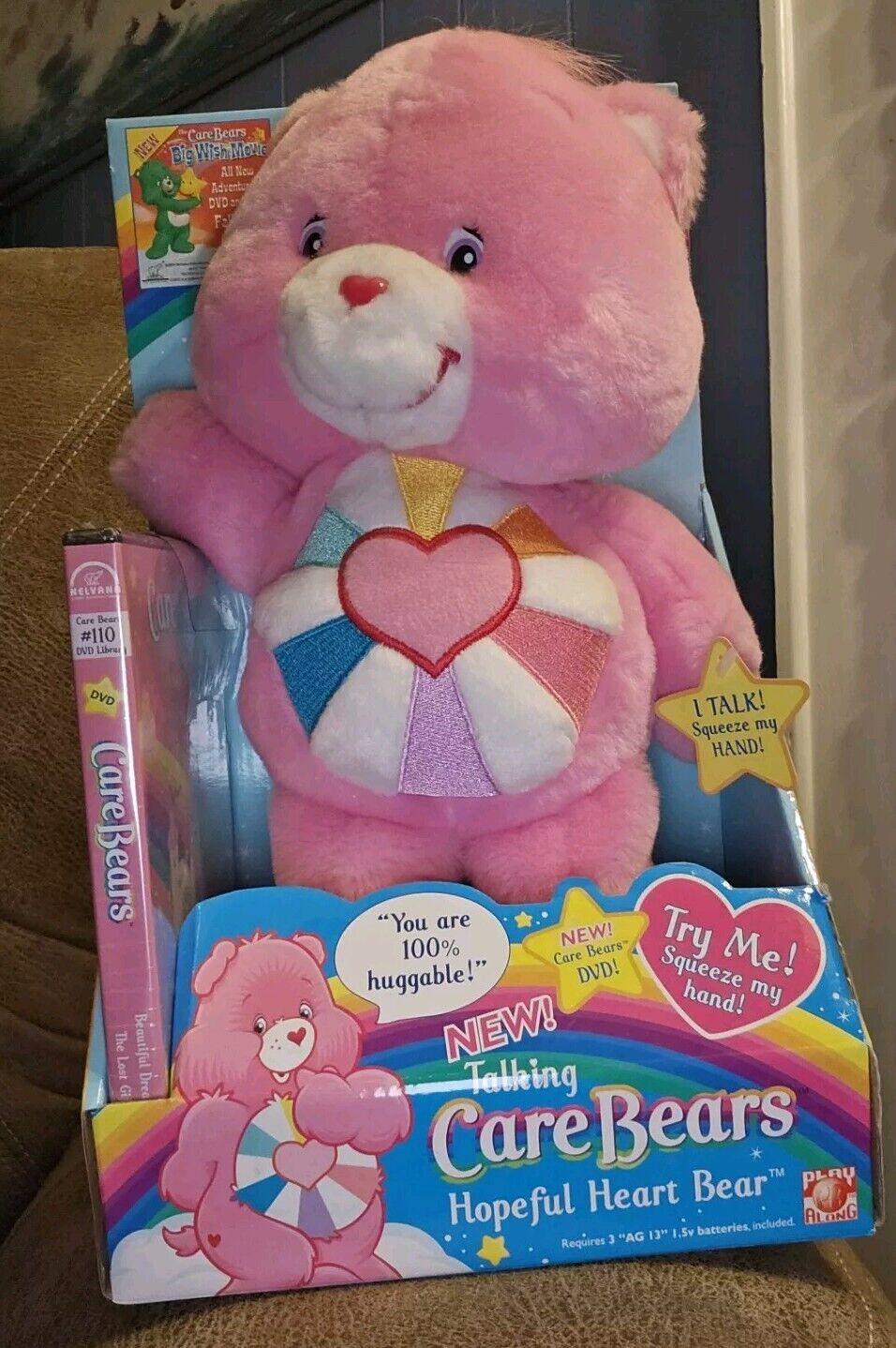 Carebears Talking Hopeful Heart Bear 2005 New With Tags & DVD!