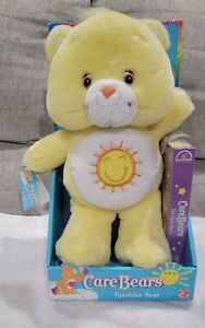 Yellow Care Bears 2002 Funshine Bear Plush + VHS. New In Box With Tags. 31600