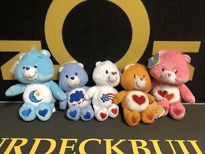 Vintage 2002-2003 Care Bears 8” 10” Plush lot of 5 with tags America Grumpy +