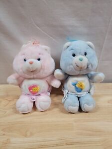 Baby Tugs Care Bear Plush Lot Hugs Pink Blue Diaper Lovey Vintage Doll Set 12