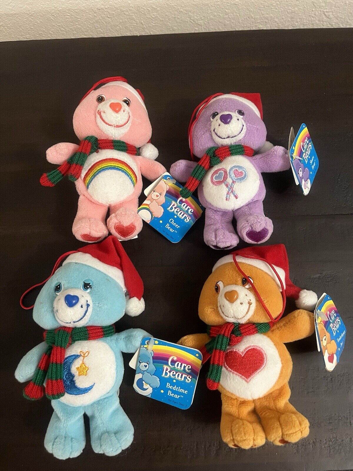Vintage 2004 Lot of 5 Care Bears 5" Plush Christmas Ornament Bears New With Tags