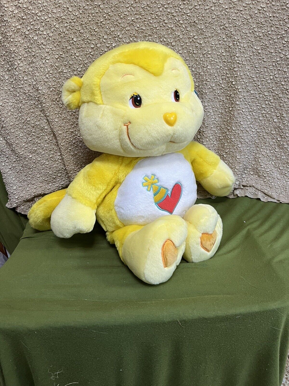 2004 Care Bear Cousins JUMBO Plush 24” Playful Heart Monkey Yellow Large Stuffed