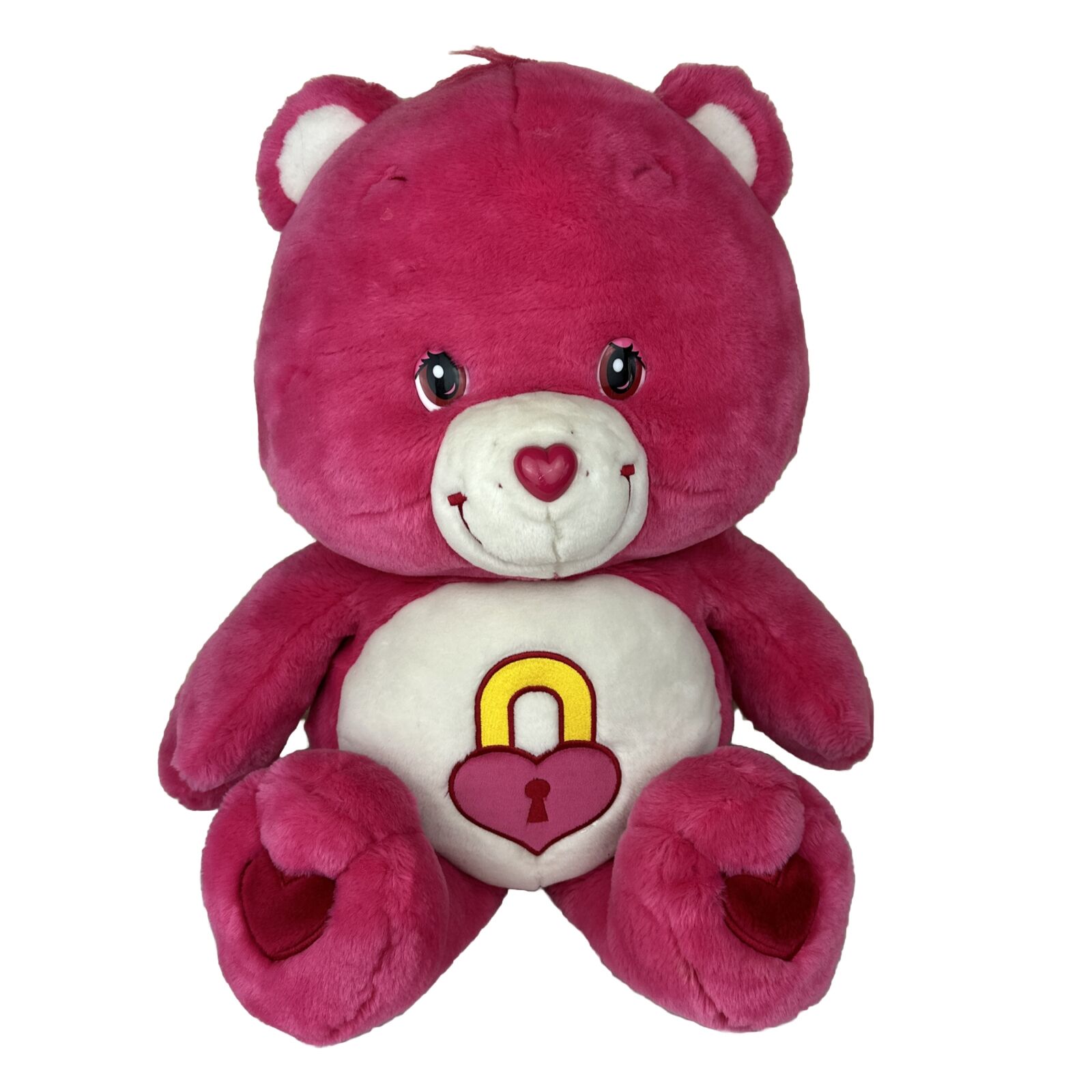 LOOK Care Bear Plush SECRET BEAR Jumbo Large 24in Stuffed Animal Heart Lock 2004