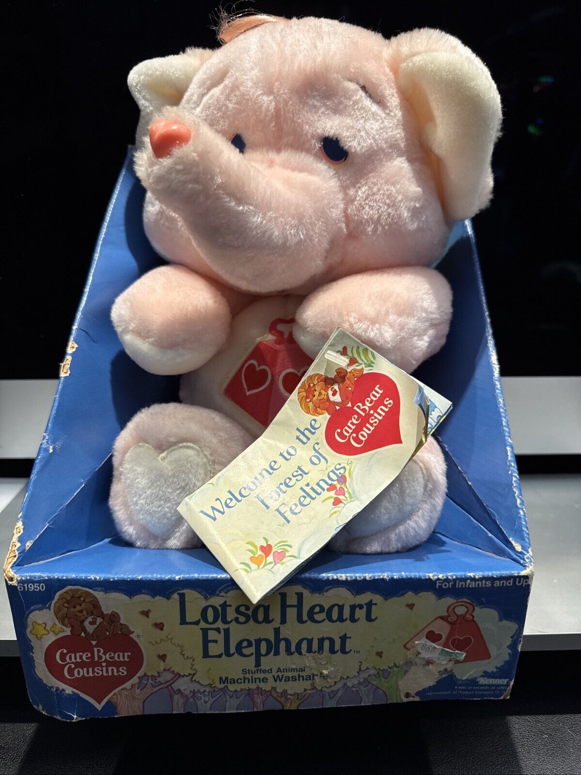 Vintage 1980's Kenner 14" LOTSA HEART ELEPHANT Care Bear Cousins w/Box & Tag NEW