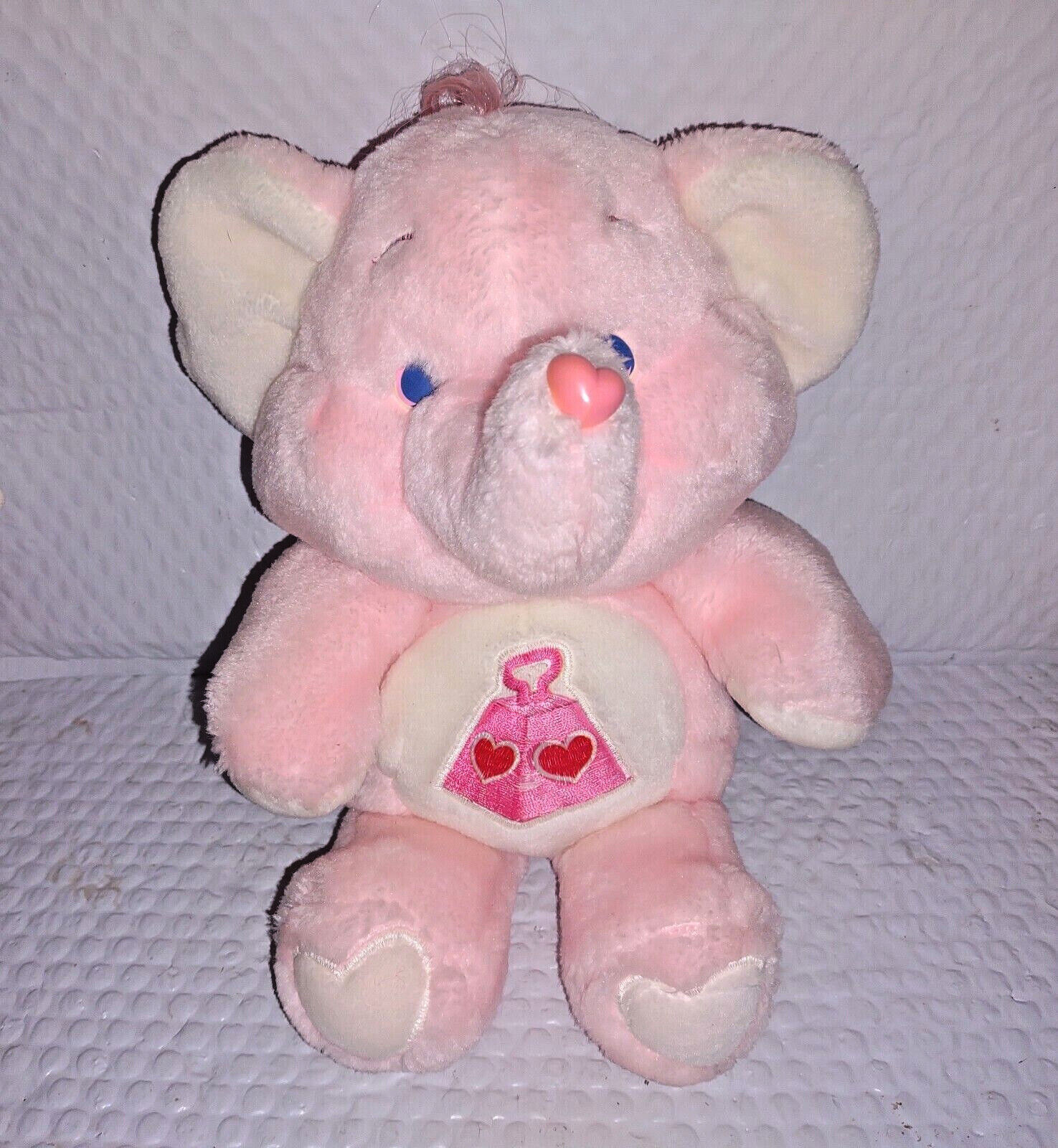 Vintage Care Bears Cousins LOTSA HEART ELEPHANT 13in Pink Soft Plush 2004 TCFC