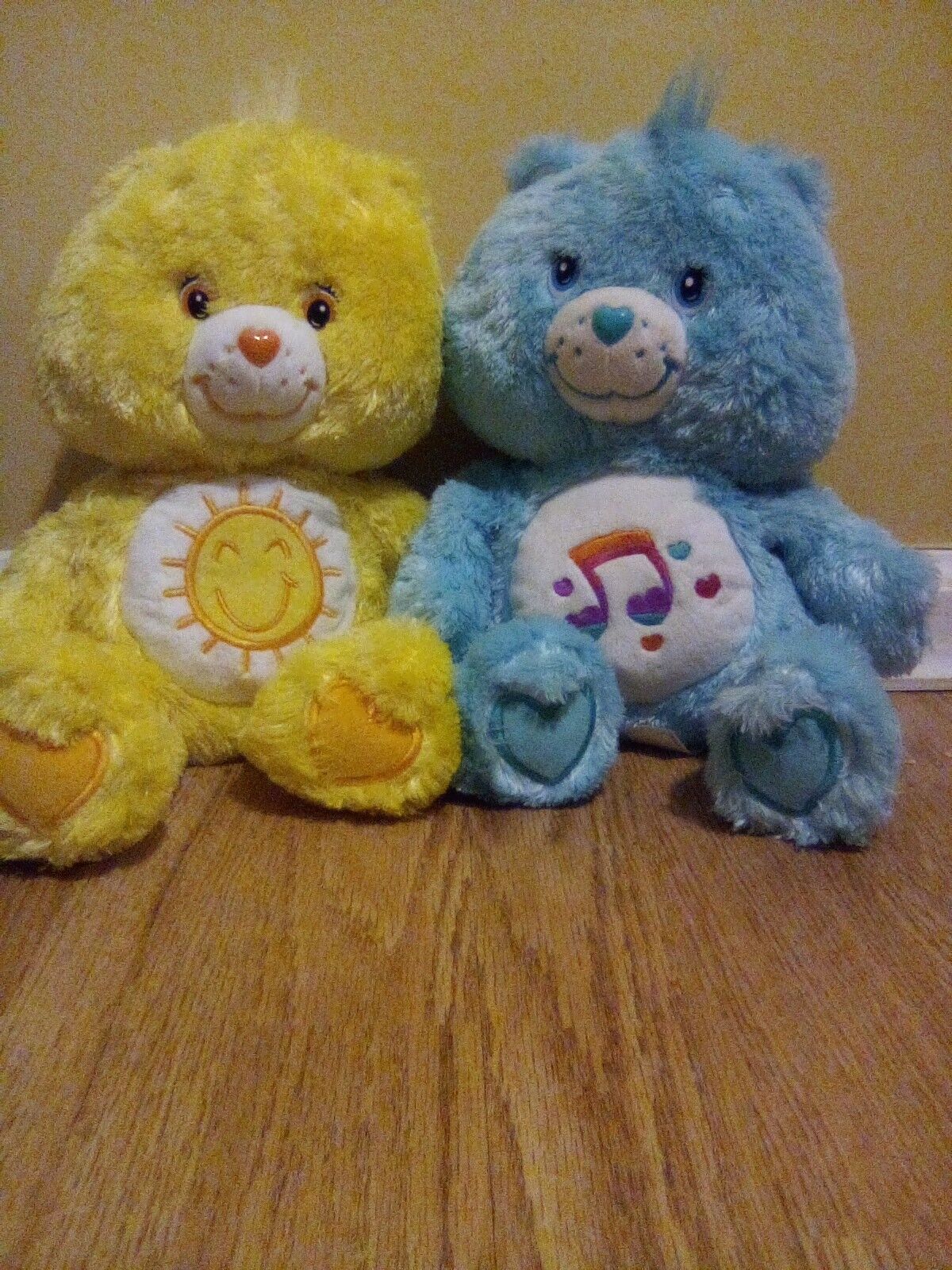 Care Bears Fluffy and Floppy Funshine Bear and Heartsong Bear