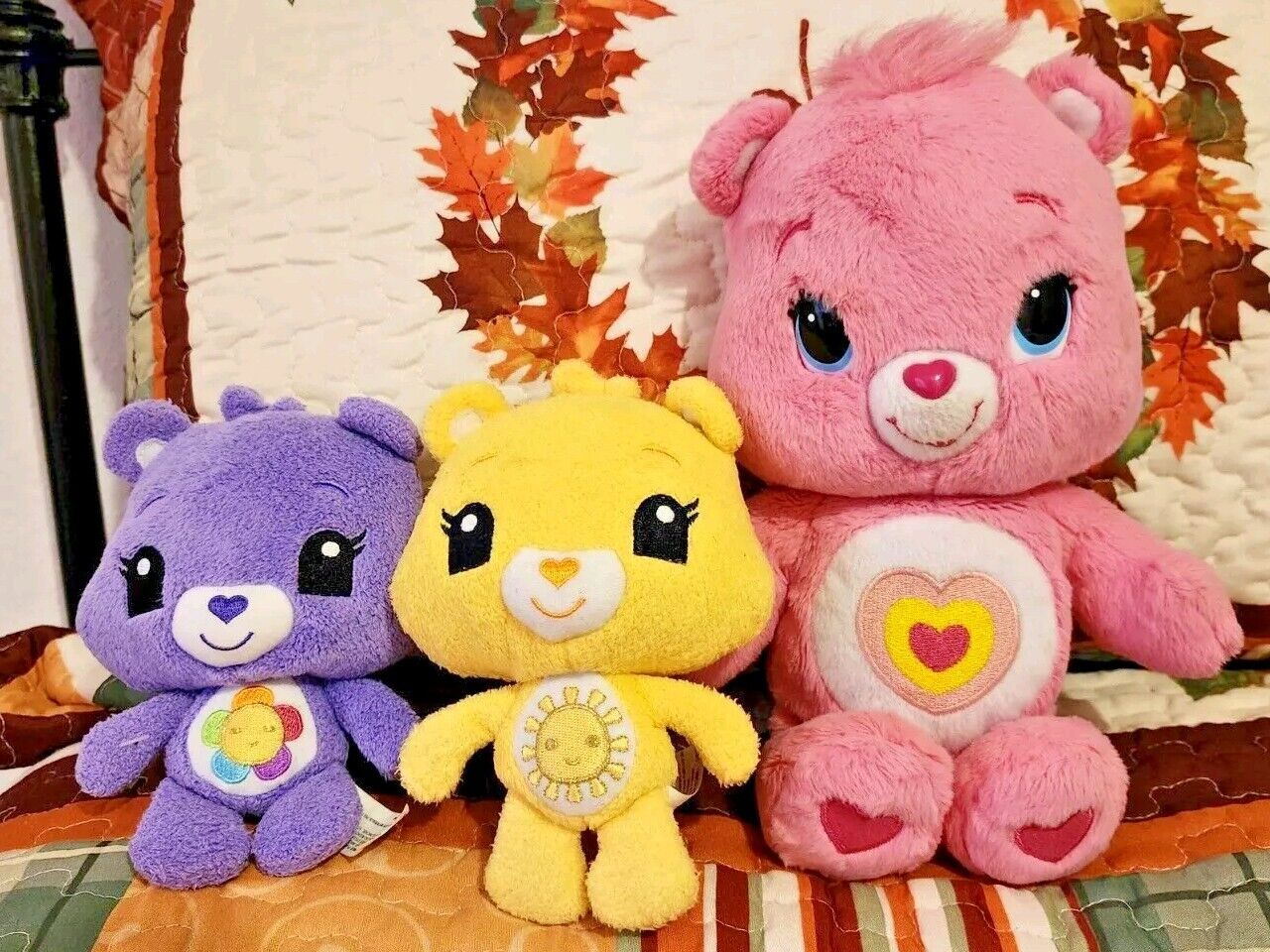 2012 Care Bears Funshine Harmony Wonderheart Big Head Chibi Plush Toy Lot of 3