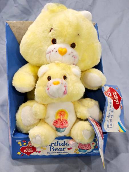Kenner Care Bears Birthday Bear 7" & 12" 60200 Set Lot Vtg 1984 w Tags Box MIB