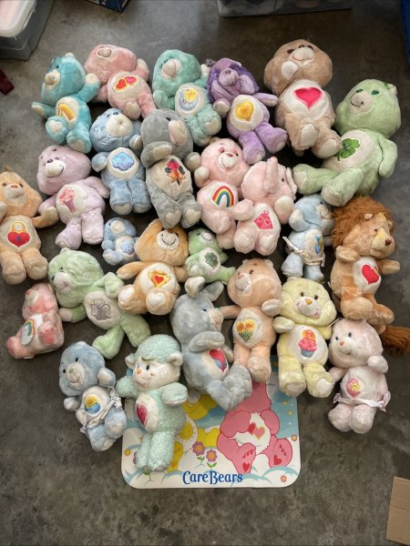 Lot of 25 Vintage 1983 & 1984 Kenner Care Bears & Cousins 13" Plush Variety Set