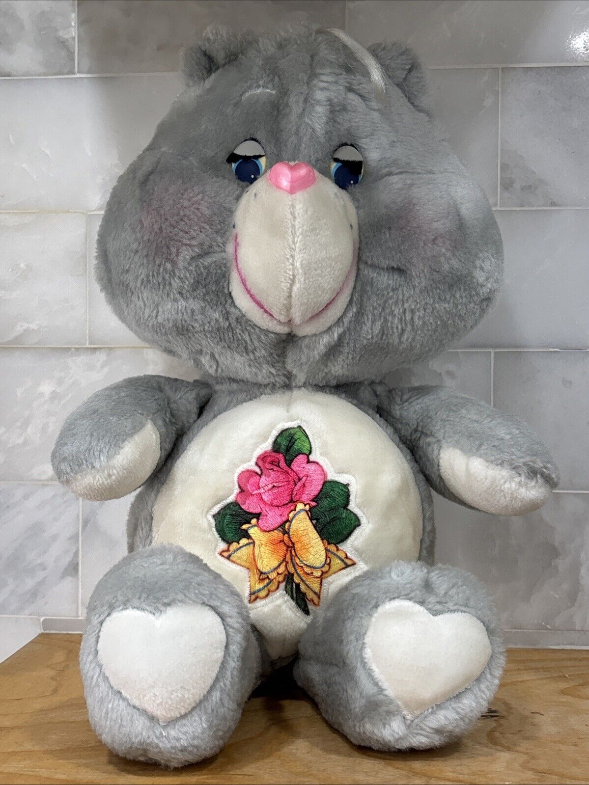 Vintage 1983 Kenner Care Bears Plush 15” Grey Grams Grandma No Shawl