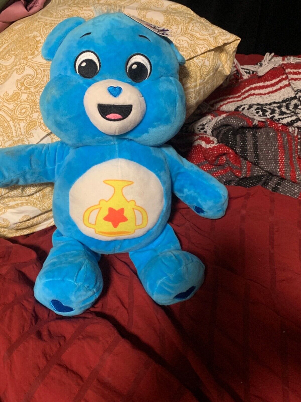 Rare Misprint Care Bear Champ, Stuffed, Blue, 12in