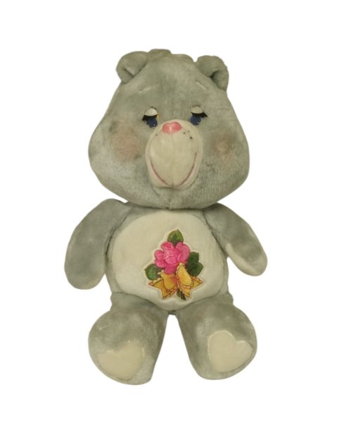 Vintage @1983 Kenner 15" Care Bears Grams Bear Grandmother Grey Plush Rose Toy