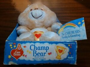 Rare Vintage 1984 Care Bears CHAMP BEAR In BOX with TAG stuffed plush animal