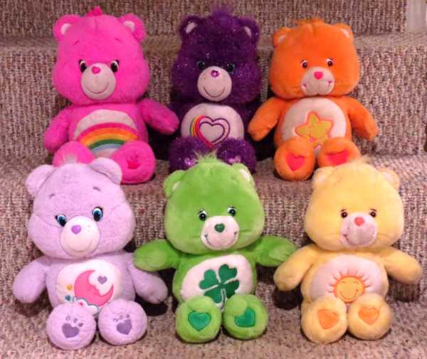 Care Bears Plush Lot Of 6 Vintage 2000's Green Yellow Orange Pink Purple 12