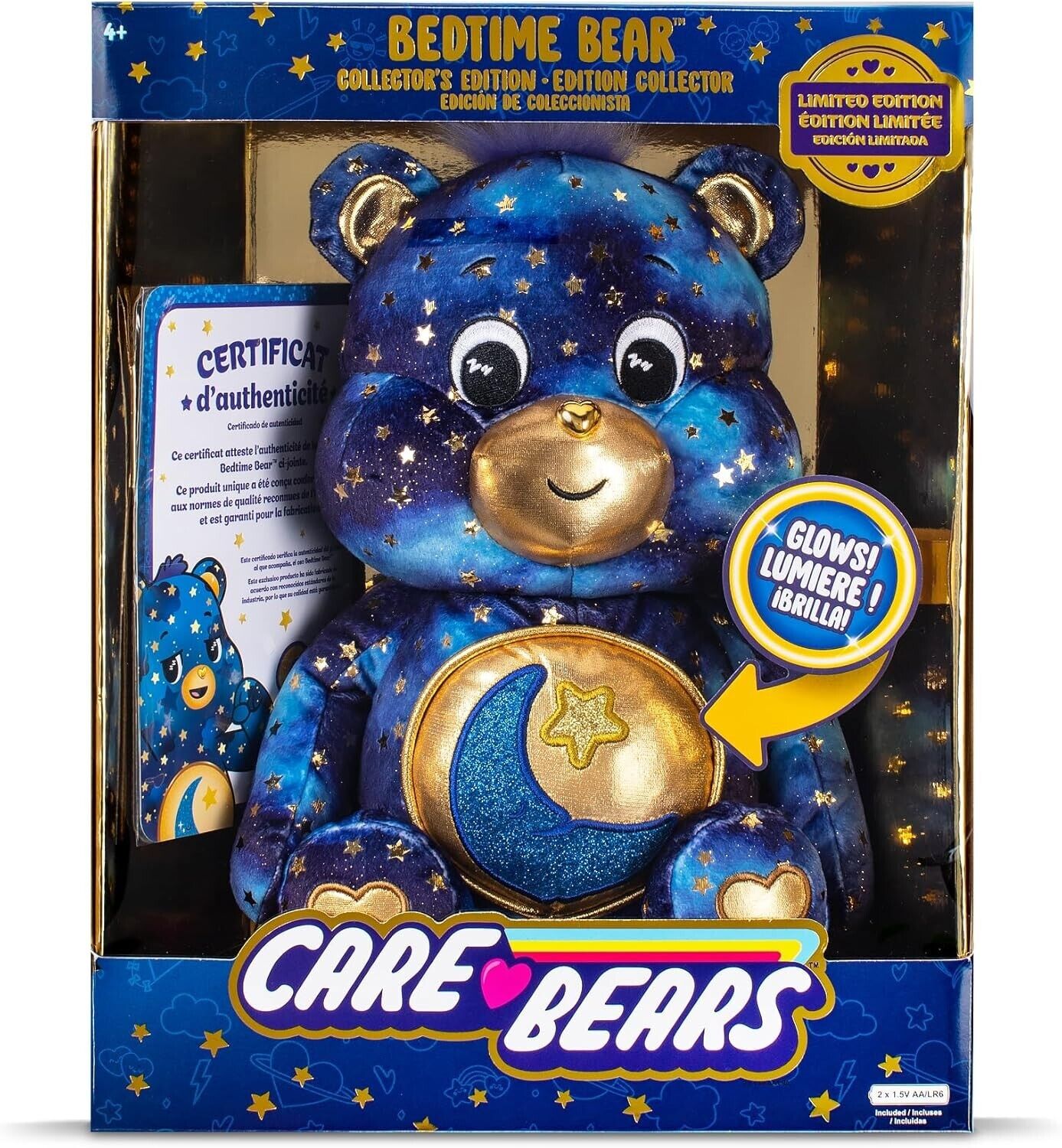 Care Bears Collector Edition Bedtime Bear Luminous Collectible Plush Toy - New