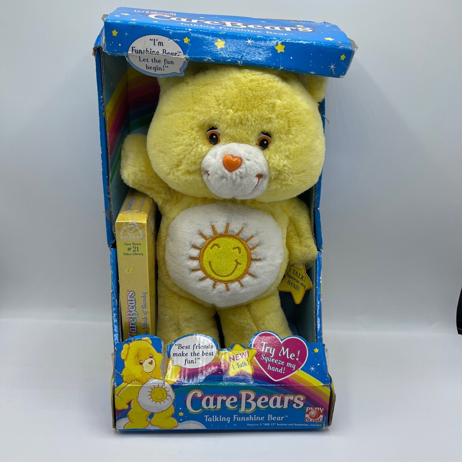 Vintage 2004 Talking Funshine Care Bear With VHS Video 12 Inch