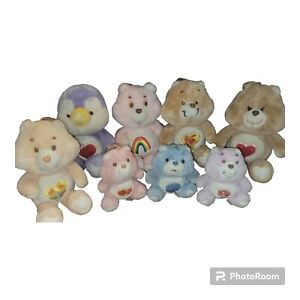 Vintage Lot of 8 Care Bears Plush 80s Kenner Stuffed Animals 1980s