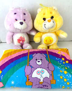 Care Bears Funshine Bear Yellow Vintage 1980’s Kenner  13” Purple Ice Cream Soda