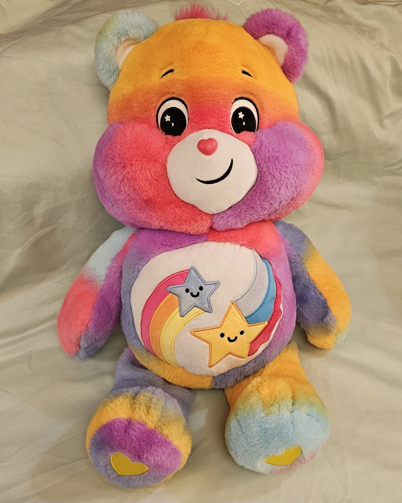 Care Bears Colorful Tie Dye Super Soft Stuffed Plush 24" Dare to Care BFF Bear