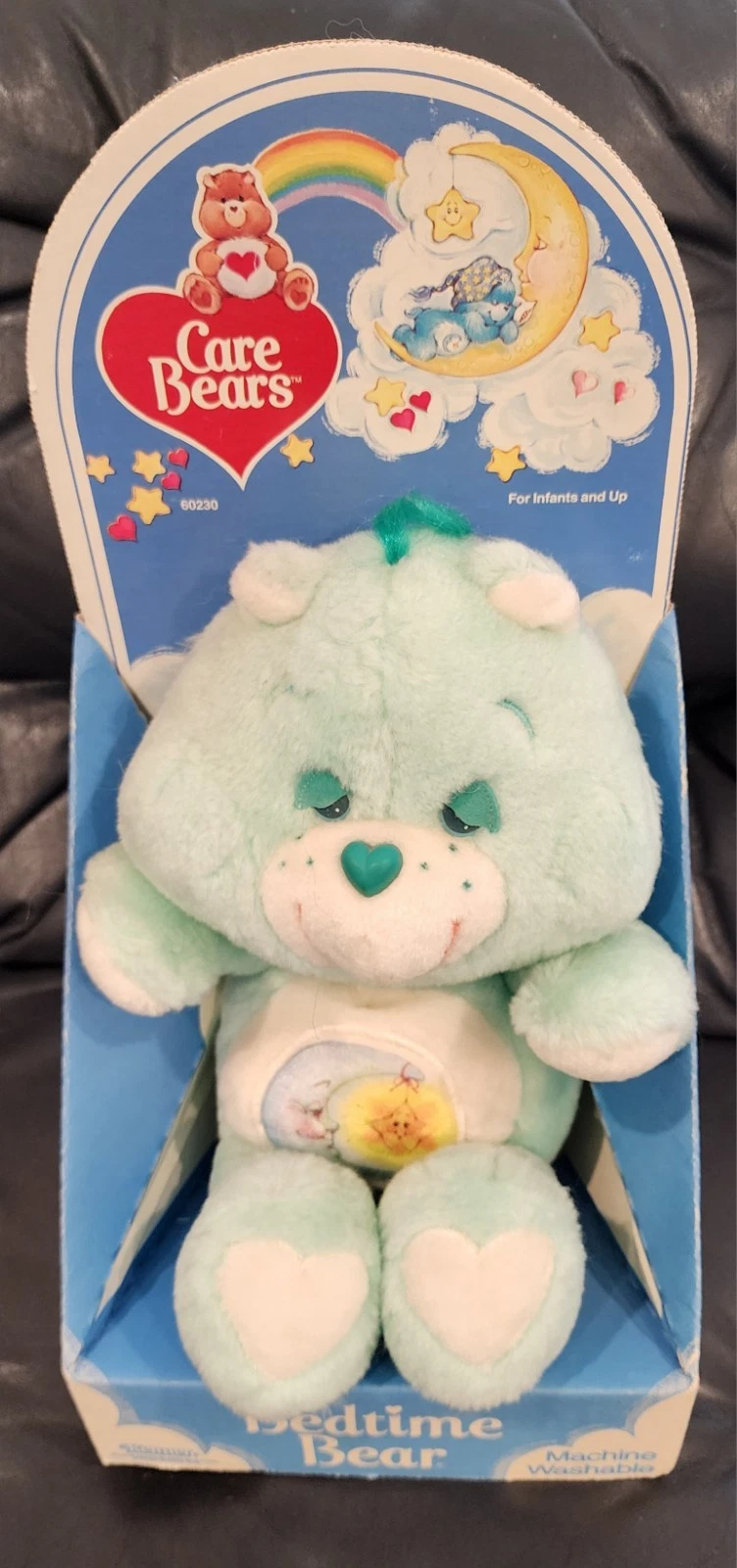 Vintage Kenner 1980s Care Bears 13" Bedtime Bear Plush (1983) w/box & backboard!