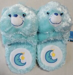 Care Bear Bedtime Bear Slippers Room Shoes Plush Blue New