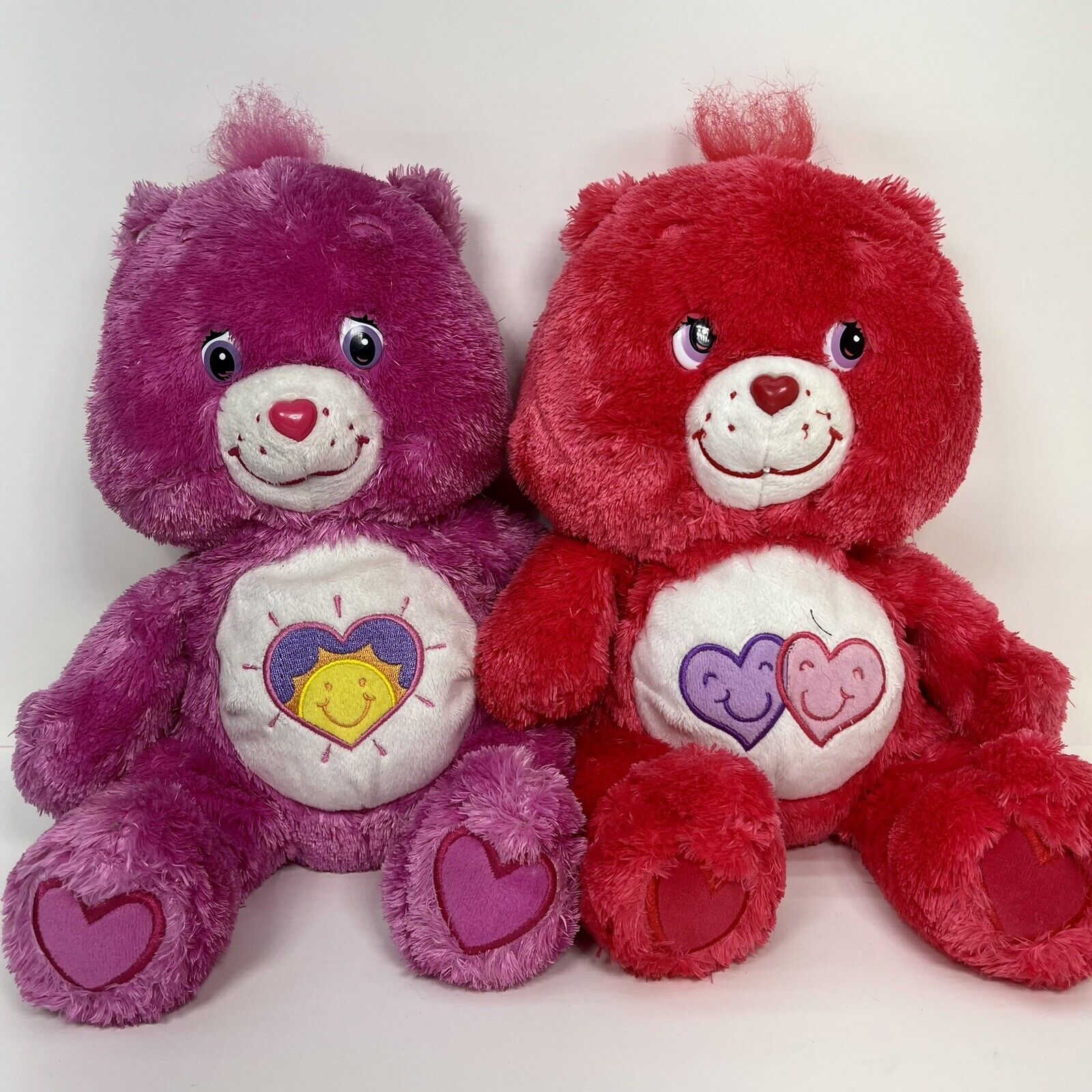 Care Bears Always There And Shine Bright Bear 13” 2006 Floppy Rare Plush Bundle