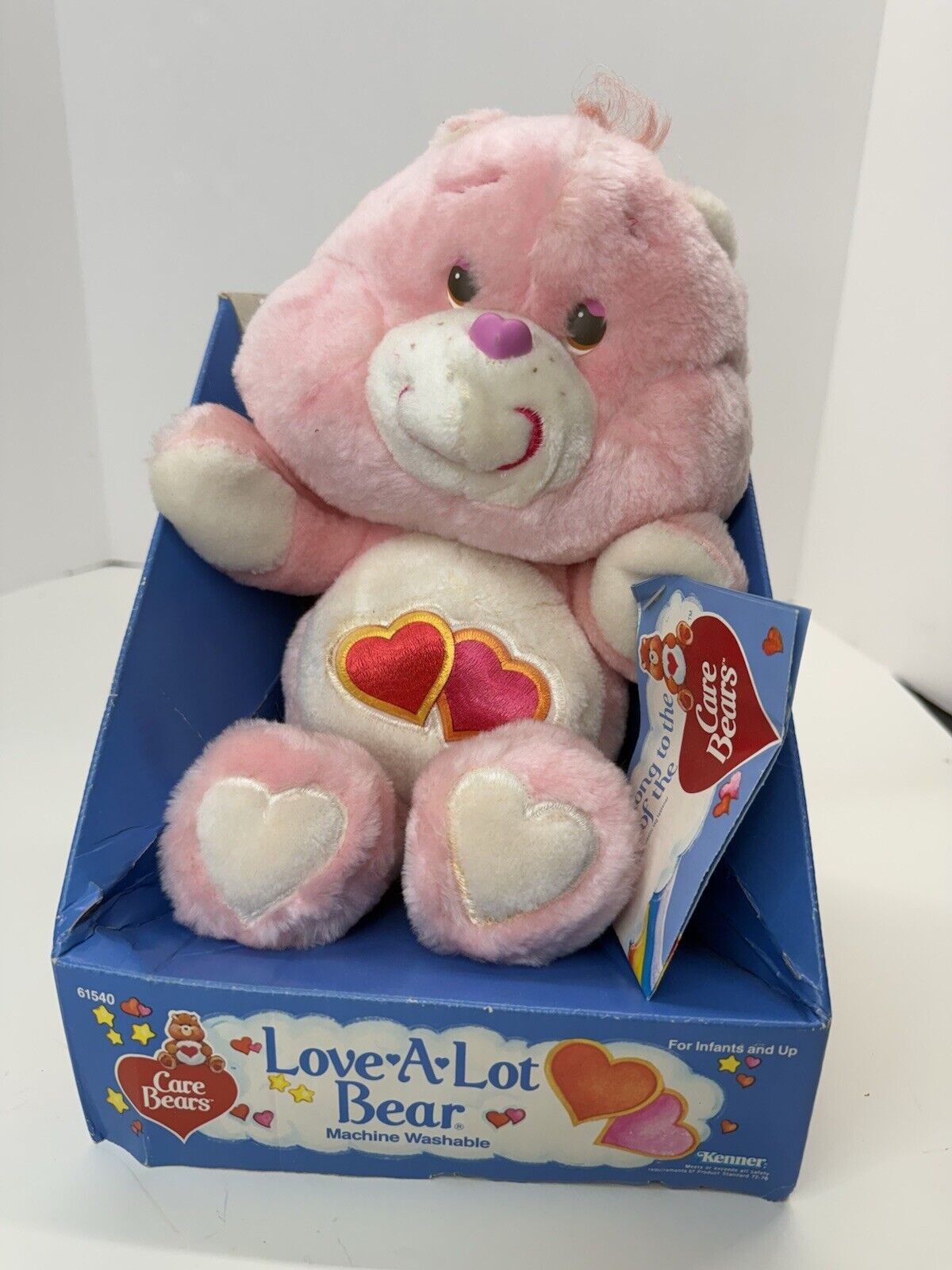 Vintage Kenner Care Bears Love A Lot Bear Plush 13” Stuffed Animal 1984 Tag 80s