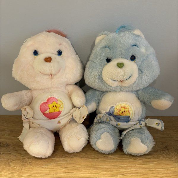 2 Care Bears Baby Tugs & Baby Hugs Plush Vintage 1983 Kenner 80s Nostalgia Pair