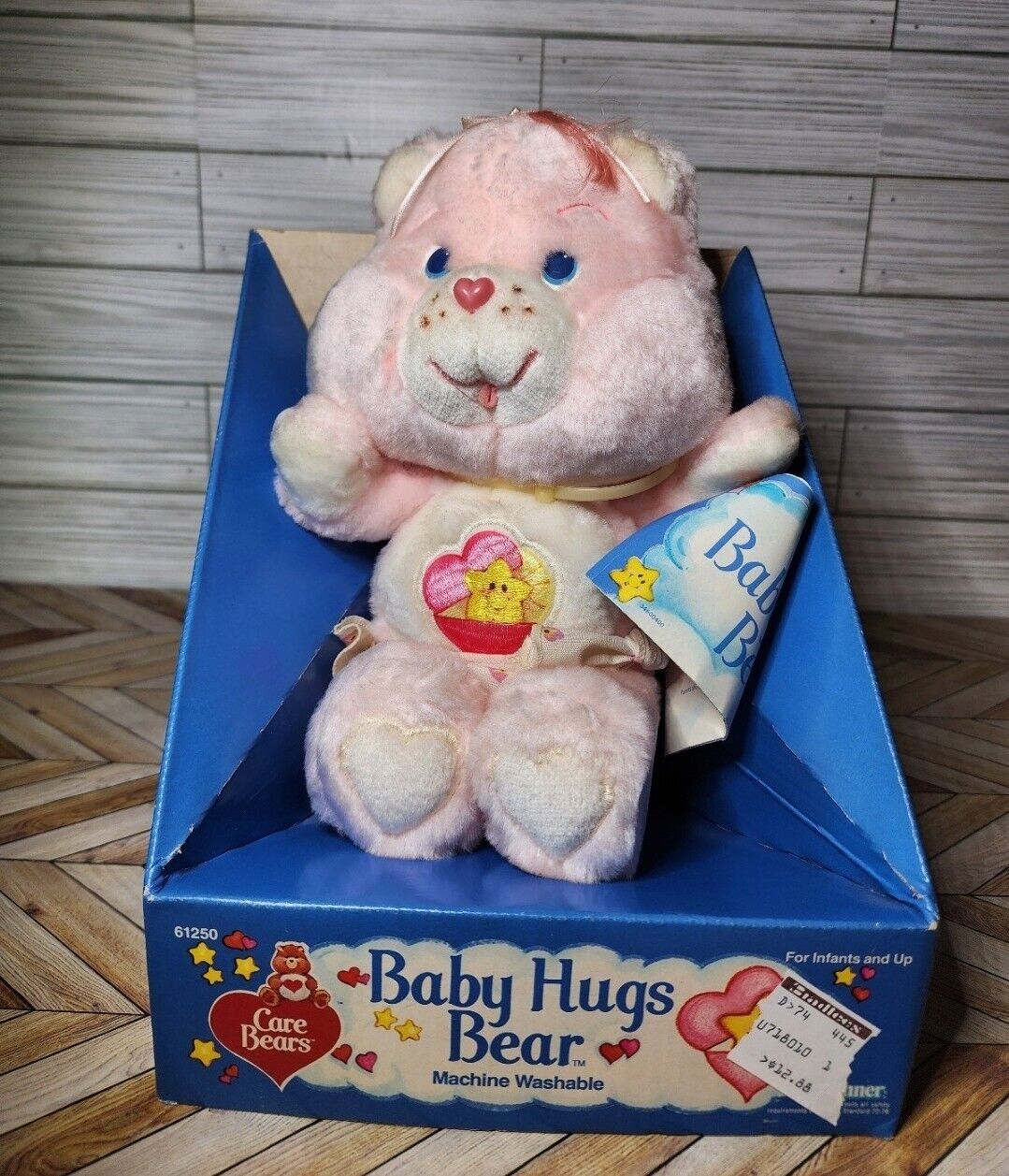 Rare NOS Vintage 1984 Baby Hugs Bear 13" CareBear Plush Box Hang Tag by Kenner