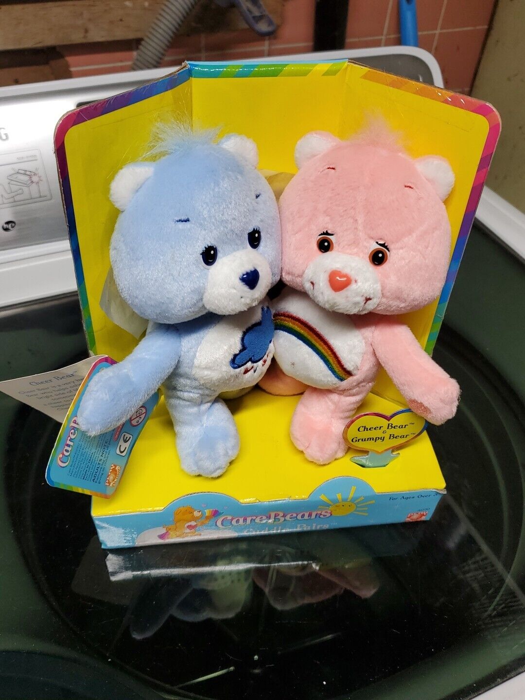 Vintage 2002 Care Bears 7” Cuddle Pair Hold Hands Grumpy & Cheer Blue Pink NWT!