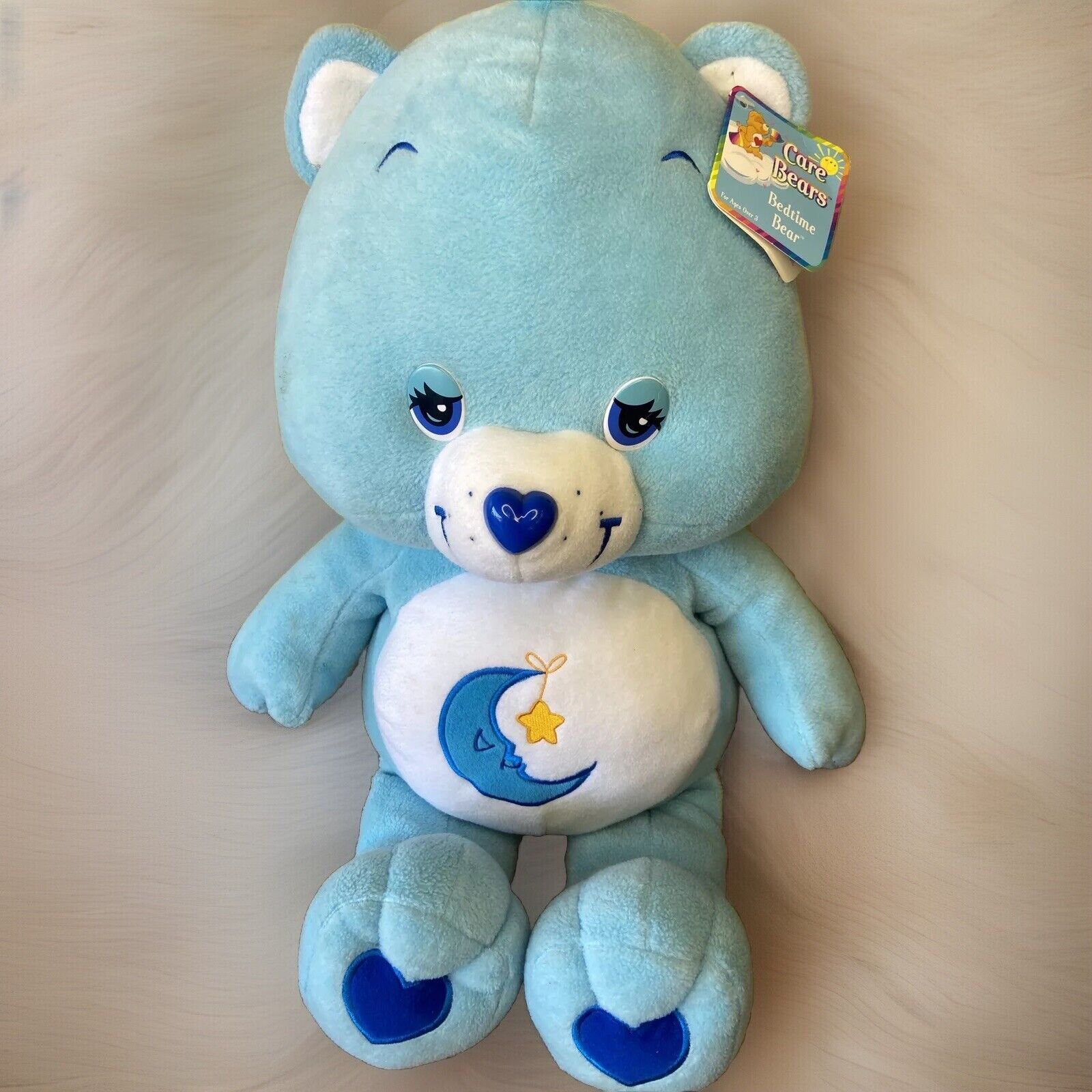 26" Bedtime Care Bear 2002 Plush Blue Moon & Star Heart FREE SHIPPING W/tags