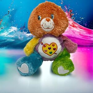 Care Bears Work Of Heart Bear Plush 12” Tall Stuffed Rare 2003 Rainbow Colors