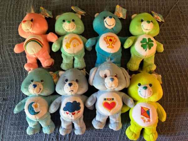 Lot of 8 Retro Classic Vintage Care Bears 8" Plush  Cousins 2002