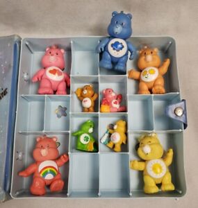 Vintage 1980's Care Bears PVC Figures Lot of 9 w/ Original Case Kenner