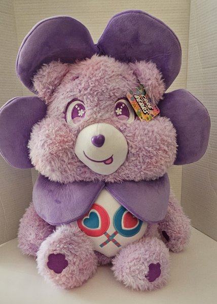 Care Bears Share Bear Easter Spring Flower Dress Up Purple Jumbo Plush 30" 2025