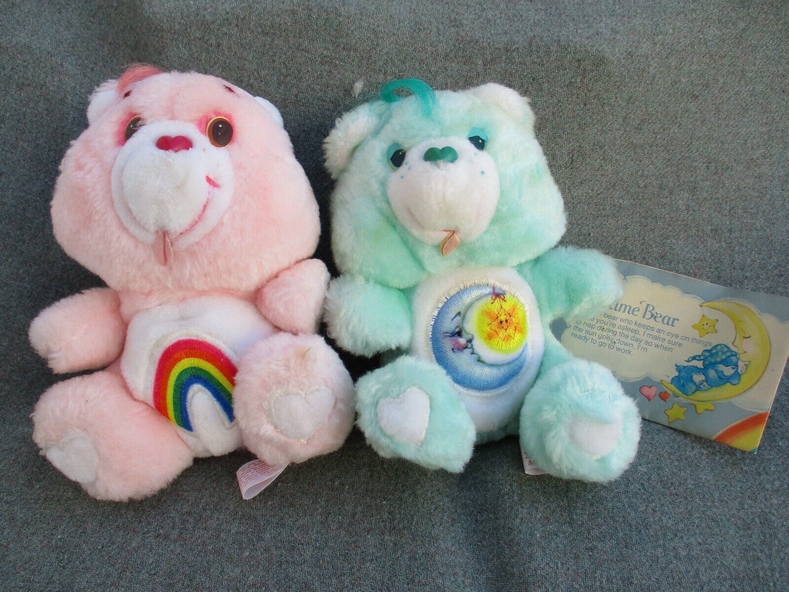 VINTAGE 1983 SMALL 6" KENNER PLUSH CARE BEARS CHEER BEAR & BEDTIME BEAR
