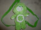 VINTAGE CAREBEAR GOOD LUCK PLUSH BACKPACK RARE 2003 CARE BEAR GREEN CLOVER KIDS