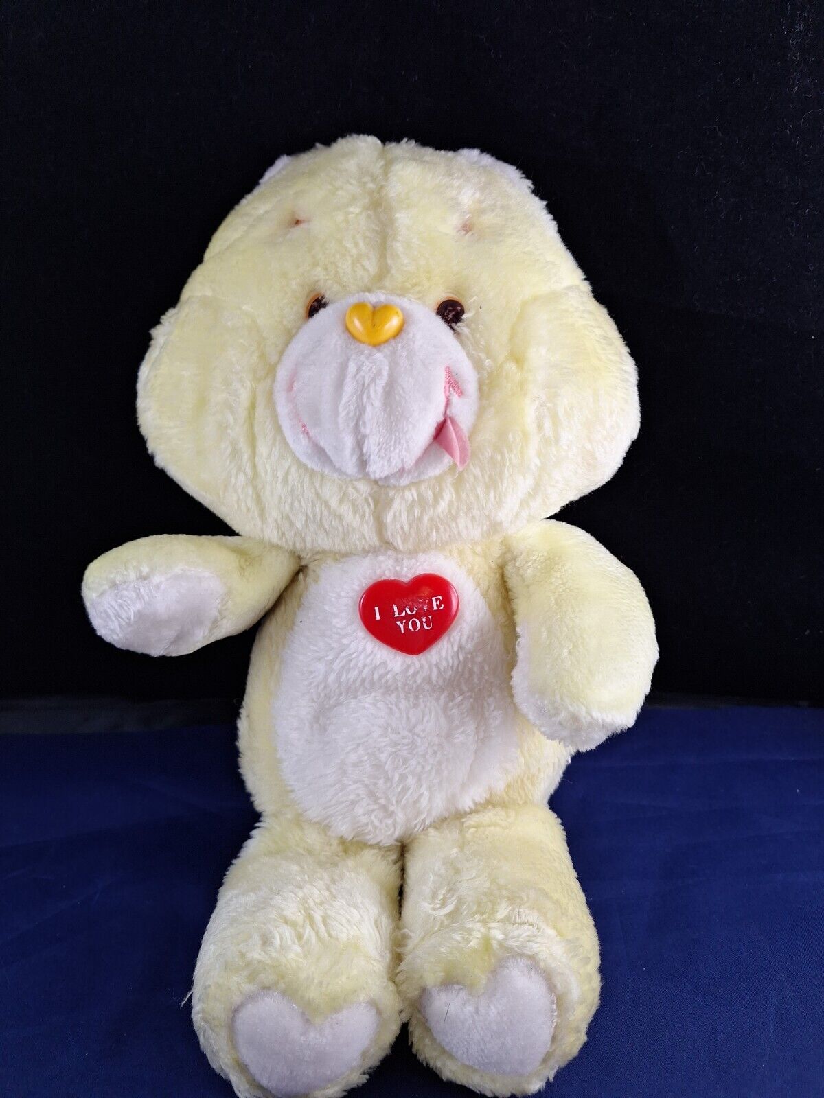 Vtg 1980's Care Bears Fakey Clone MAVERICK Yellow Bear I LOVE YOU Plush *5FB