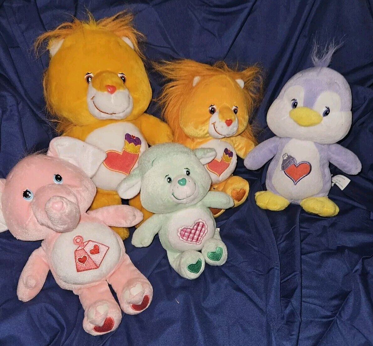 Vtg 2003 Care Bear Cousins Lot Large Lion Small Lion Penguin Lamb Elephant + P1