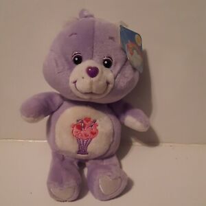 RARE NWT 2002 20th Anniversary Share Bear Care Bear White Heart Milkshake Purple
