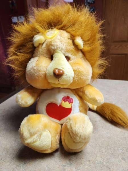 Vtg 1984 Care Bears Brave Heart Lion Plush Doll Care Bear Cousins Heart Crown LN