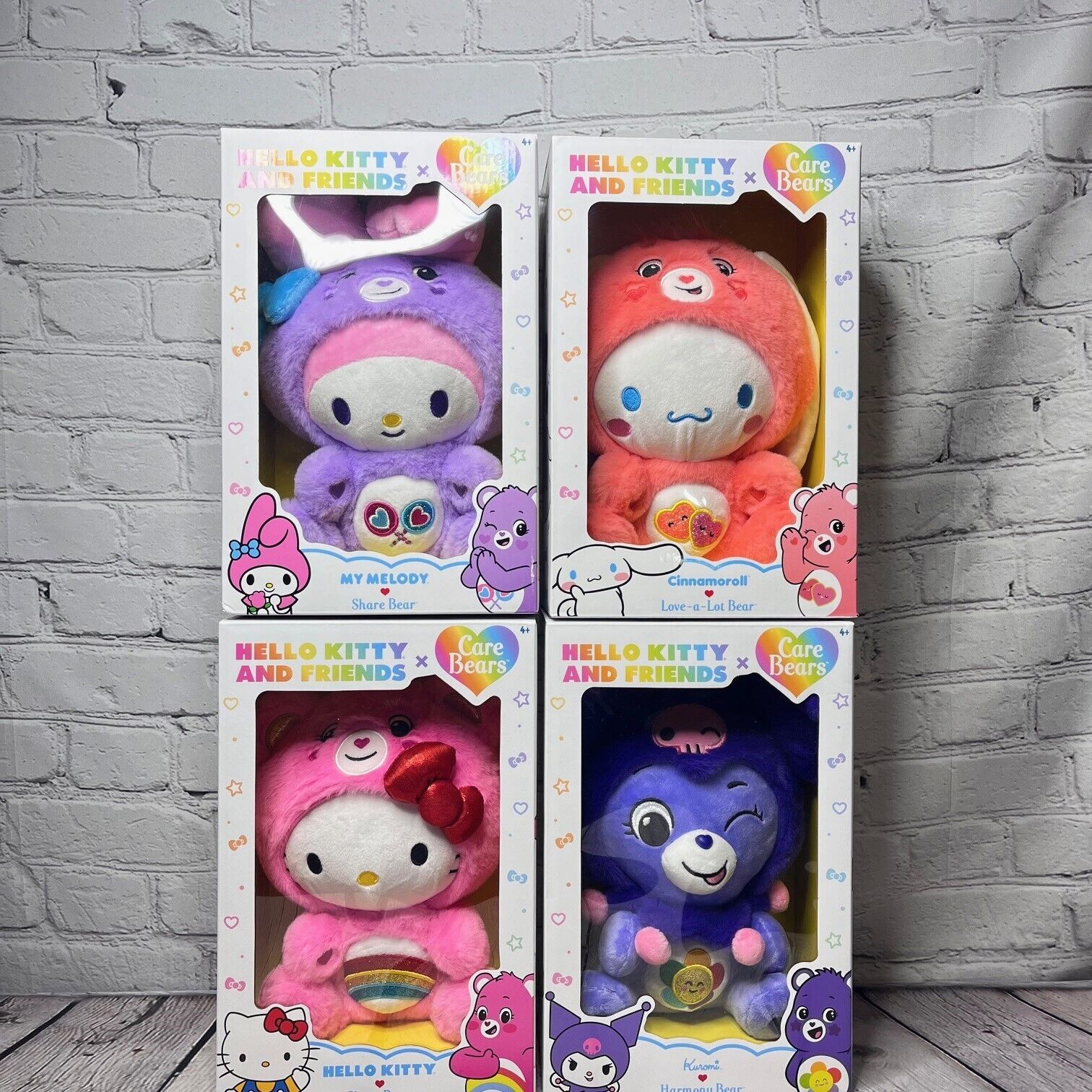 Hello Kitty & Care Bears CHEER BEAR MY MELODY KUROMI CINNAMOROLL - 10.5" ALL 4