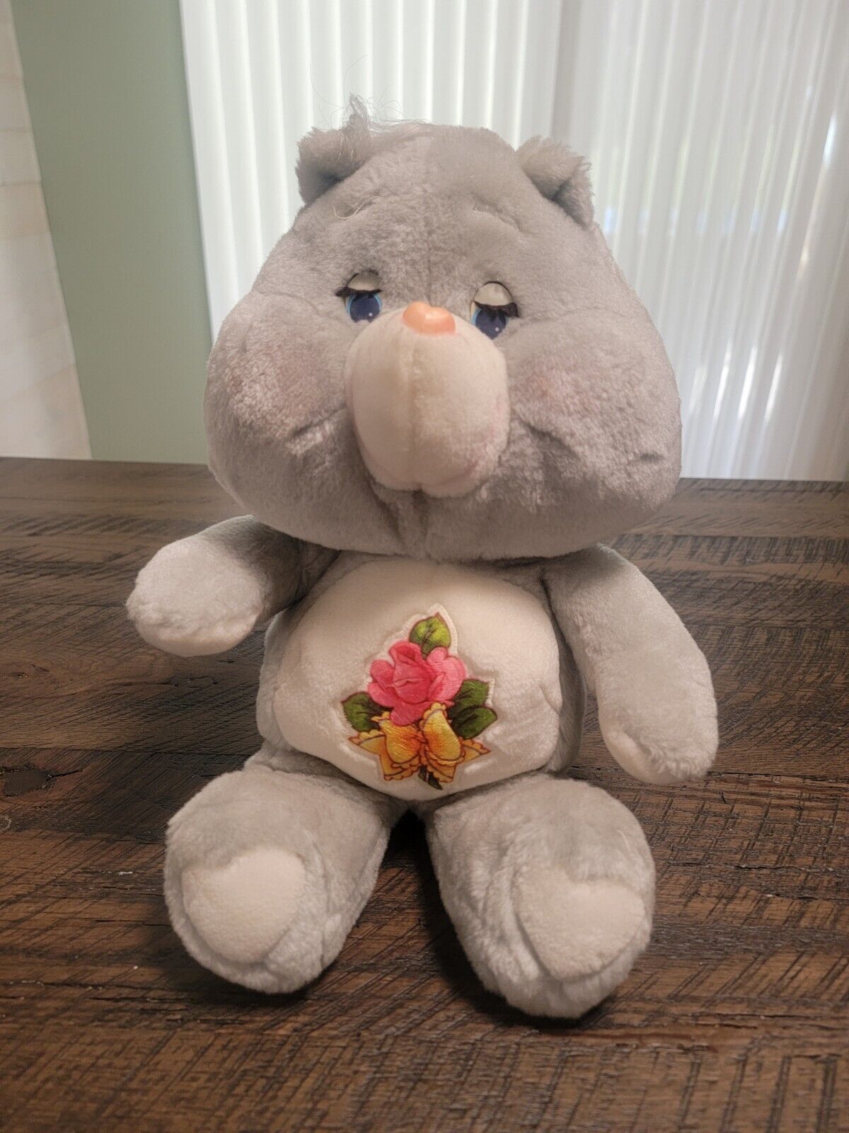 Vintage 1983 Kenner Care Bear Grams Grandma Bear Gray Plush 15”