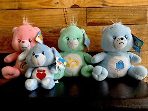 Vintage Care Bears Lot Of 4 Total Plush 3/8” 2003 And One 4” 2002 With Tags